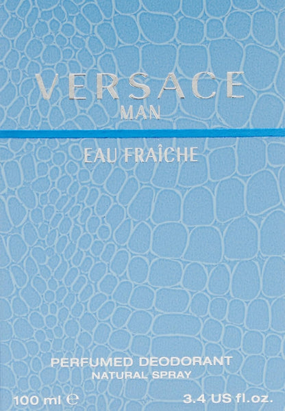Versace Man Eau Fraîche Perfumed Deodorant Spray for Men – 3.4 oz